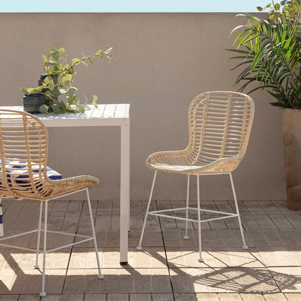 STUHL FÜR DRAUSSEN Leo Natürlich 47 cm x 86 cm - Naturfarben, Naturmaterialien (47/86/57cm) - Klast Home