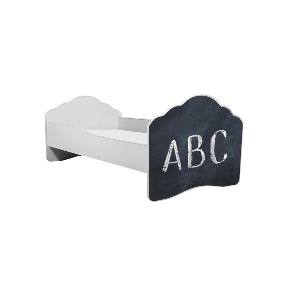 KINDERBETT Casimo weiß / Motiv ABC 88 / 164 / 63cm - Weiß, Holz/Holzwerkstoff (70/140cm) - Feldmann-Wohnen