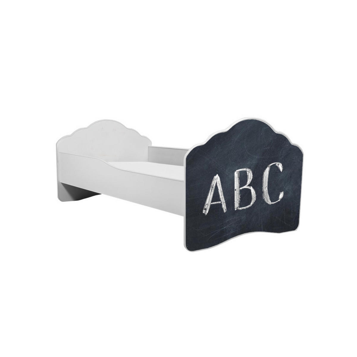 KINDERBETT Casimo weiß / Motiv ABC 88 / 164 / 63cm - Weiß, Holz/Holzwerkstoff (70/140cm) - Feldmann-Wohnen