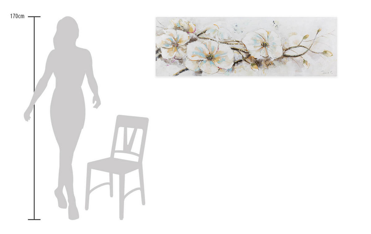 ÖLGEMÄLDE 150/50 cm - Weiß, Holz/Textil (2.1/50cm) - KUNSTLOFT