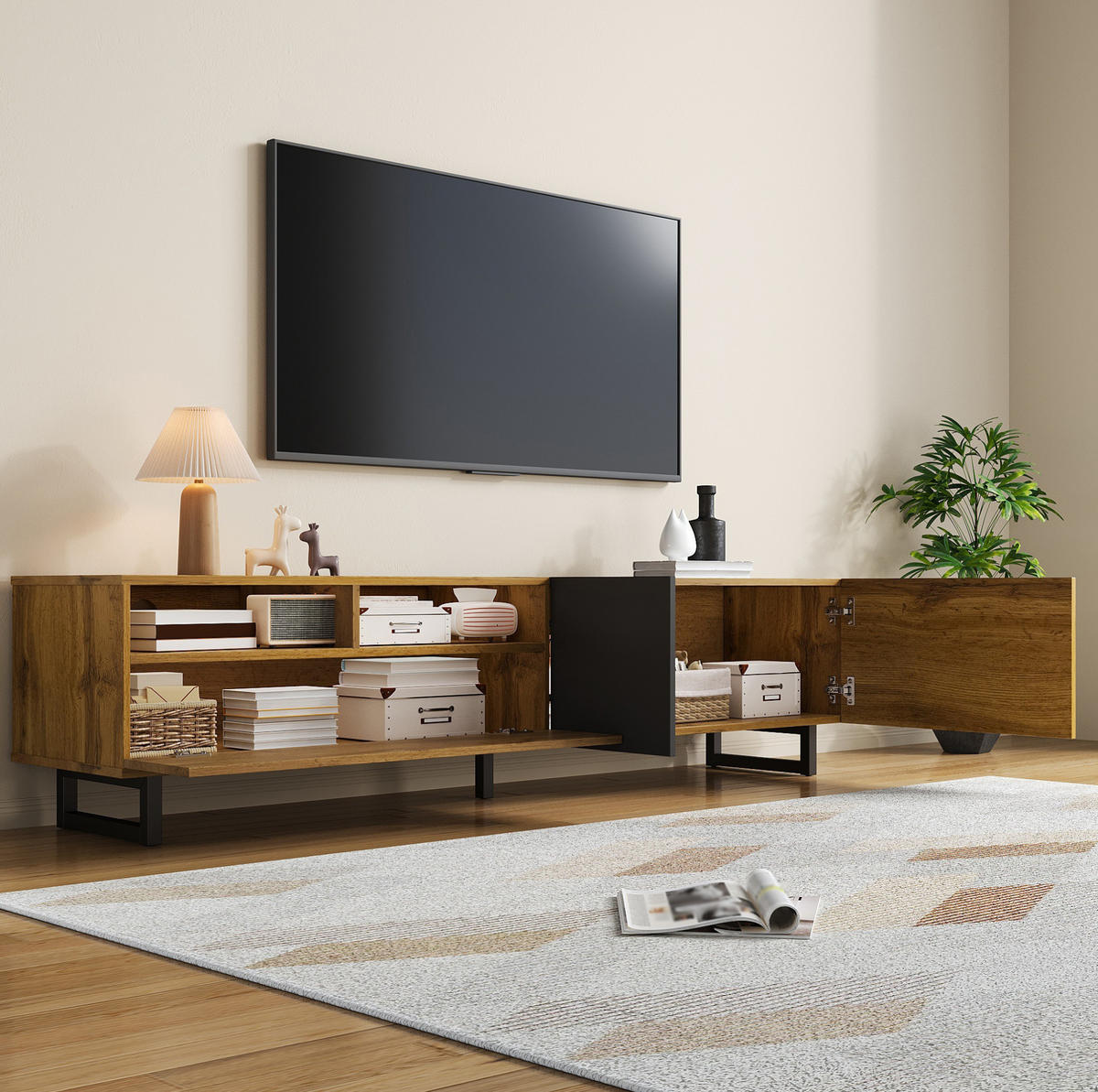 TV-ELEMENT mit 3 Türen 170 cm Holzoptik Dunkelgrau - Grau, Holzwerkstoff (36.5/42/170cm) - Beauniv