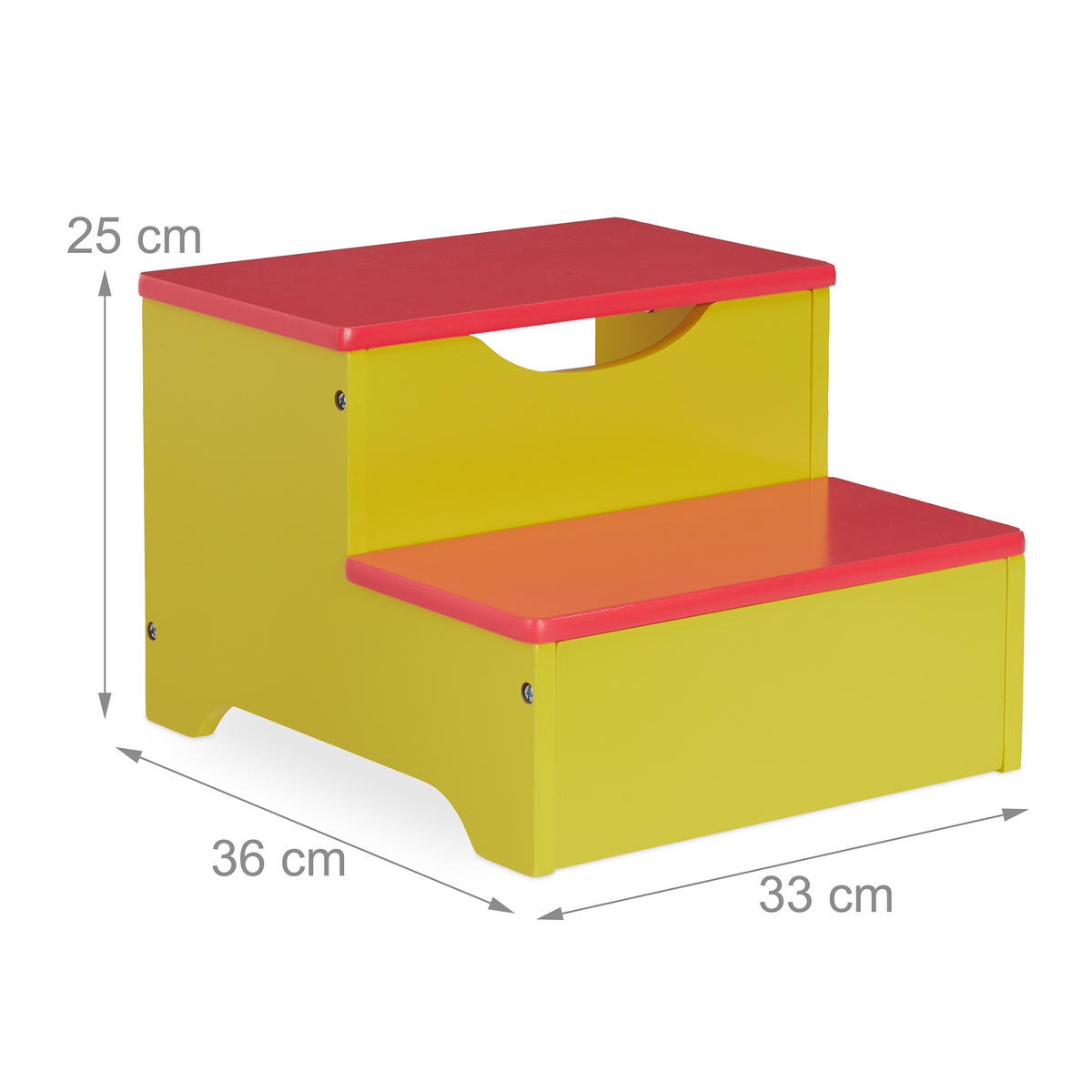 TRITTHOCKER - Multicolor, Holzwerkstoff (33/25/36cm) - Relaxdays