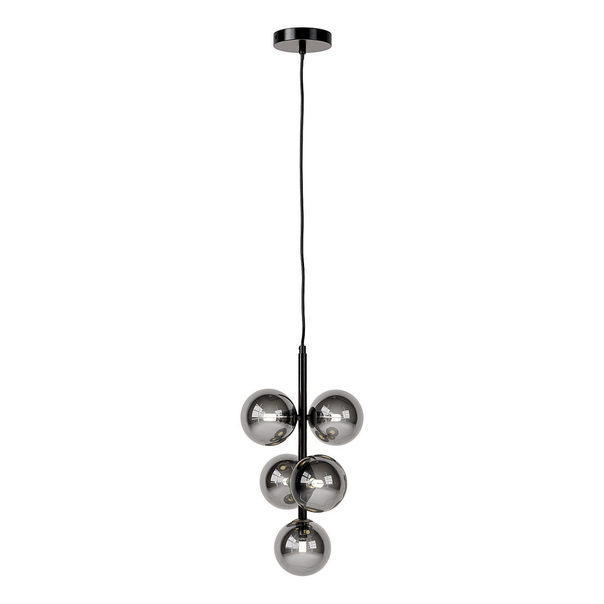 PENDELLEUCHTE - Metall / Glas - 5-flammig - Transparent/Grau, Glas/Metall (28/28/167cm) - home24