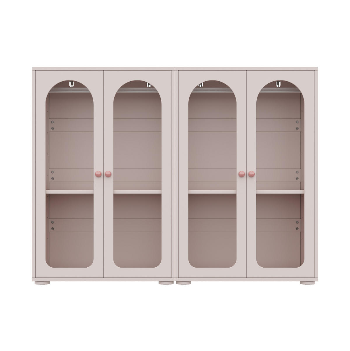 KLEIDERSCHRANK aus MDF und Acryl 160x50x120 cm Babyrosa im 2er-Set mit Kleiderstange und verstellbaren Einlegeböden - Pink, Holzwerkstoff (160/120/50cm) - Modfu