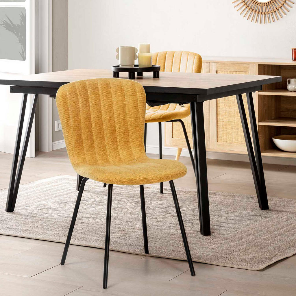 Thumbnail - VS Venta-stock Stuhl, Currygelb, Textil, 46x85x57 cm, Esszimmer, Stühle, Esszimmerstühle, Vierfußstühle