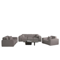 SOFASET Celes Premium 3-2-1 In Ascot - Taupe, Holzwerkstoff/Textil (225/73/88cm) - Fun Möbel