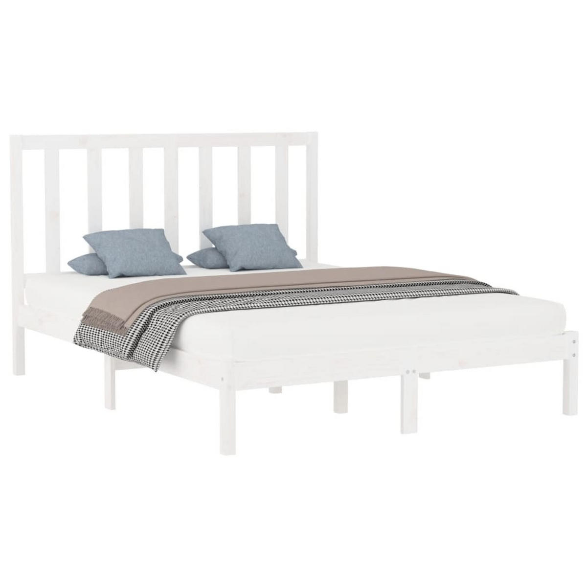 MASSIVHOLZBETT Weiss 160/200 Cm - Weiß, Holz (160/200cm) - vidaXL