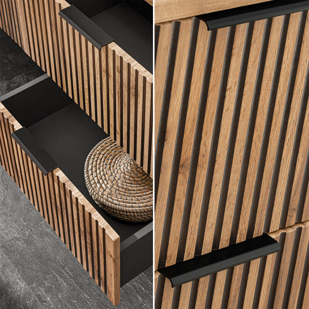 Thumbnail - Lomado Badmöbel-Set, Braun, Holzwerkstoff, 160x200x47 cm, Badezimmer, Badmöbelsets & Badmöbelserien, Badmöbel-Sets