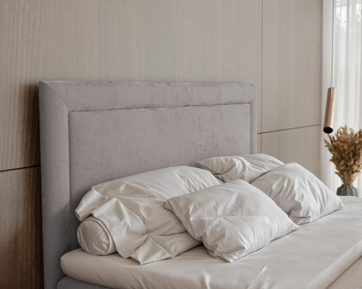 BOXBETT NERO 160/200 cm mit Matratze und Topper, Grau - Schwarz/Grau, Holzwerkstoff/Textil (160/200cm) - Idohome