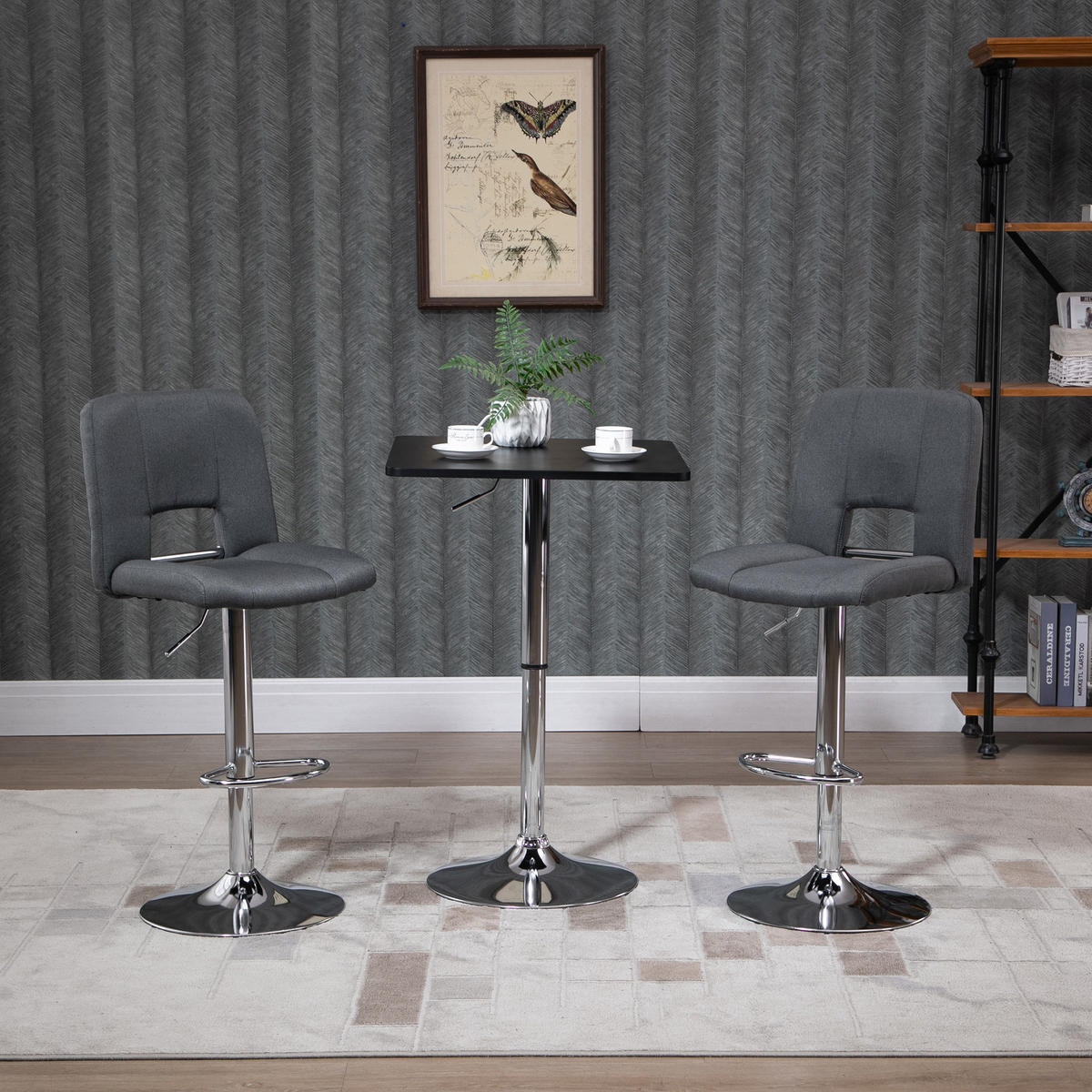 BARTISCH Höhenverstellbar Stehtisch mit Drehbar Tischplatte für Wohnzimmer - Schwarz, Holzwerkstoff (60/91/60cm) - HOMCOM