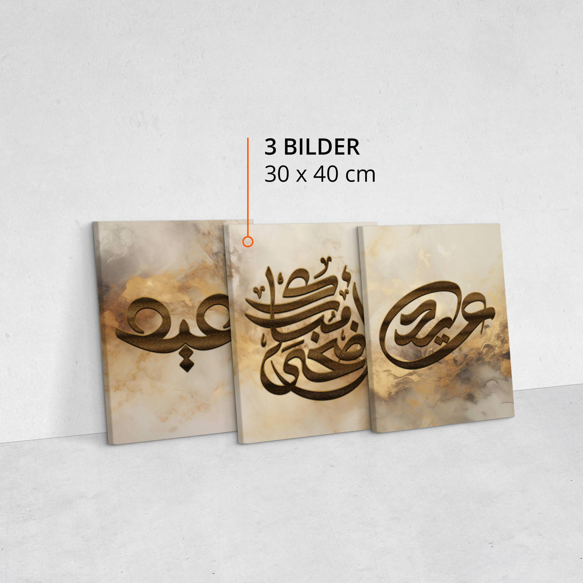 LEINWANDBILDER 3-es Set Symbole Marmor - Beige/Weiß, Textil (90/40cm) - Muralo