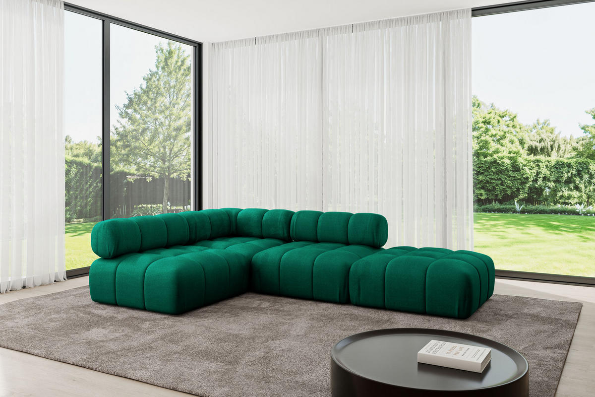ECKSOFA modulares Sofa Favio-L1 - 285x190x70 cm Dunkelgrün Velours - Dunkelgrün, Holzwerkstoff/Textil (285/190cm) - ALTDECOR
