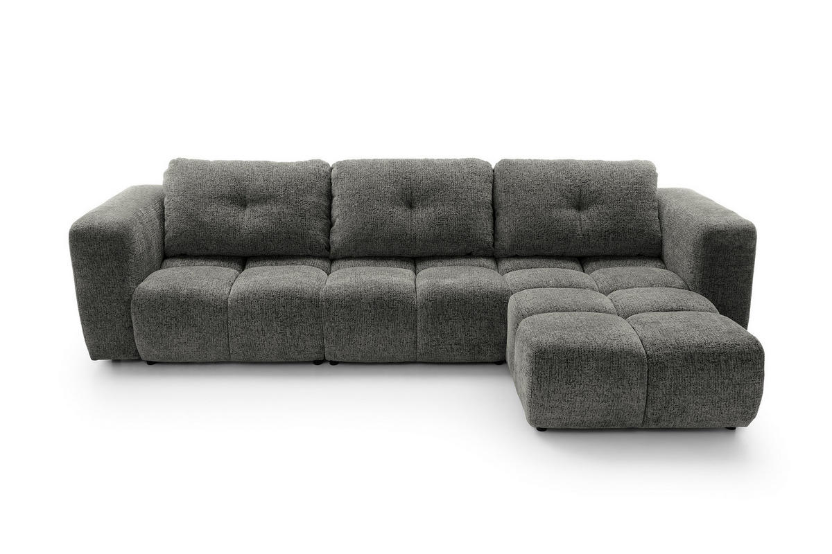 ECKSOFA ARTE 03 Grau Chenille mit Schlaffunktion - Grau, Holz (336/177cm) - MASSENO