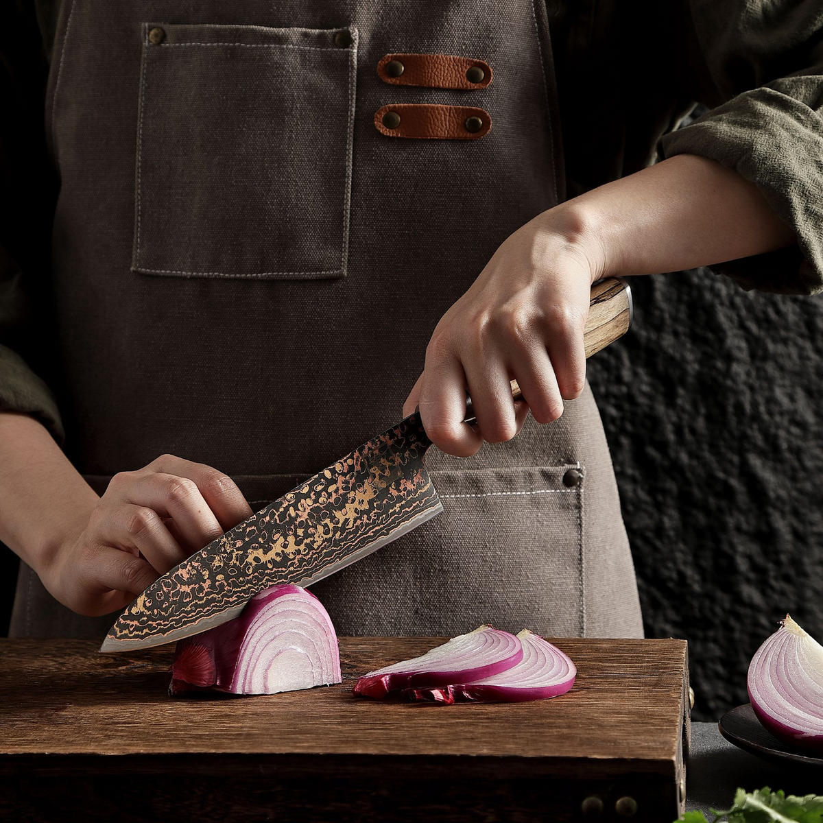 CHEFMESSER 19 cm - Ahornfarben, Holz/Metall (33cm) - Zayiko