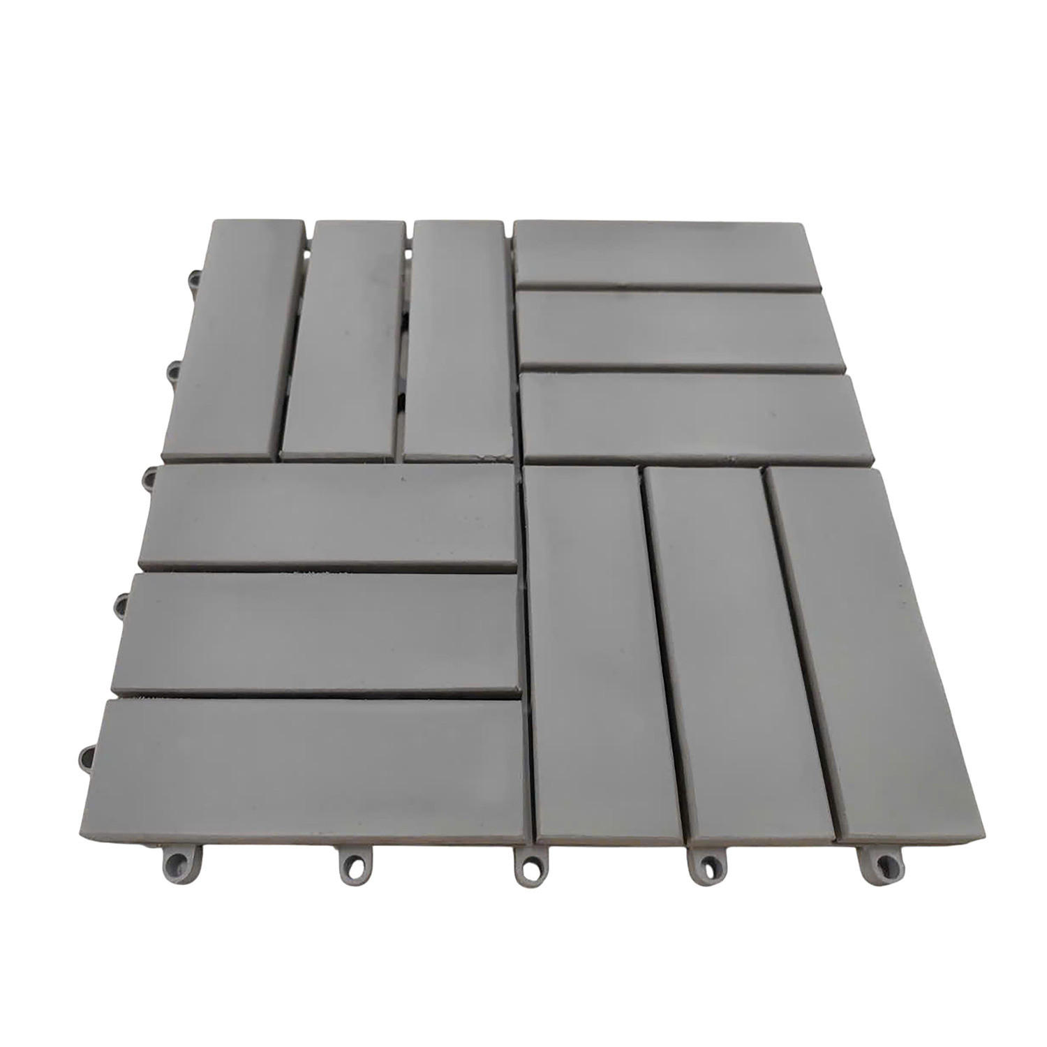 TERRASSENFLIESE - 33er-Set - 30x30 cm - Akazie massiv / Polypropylene - Grau, Holz/Kunststoff (30/30/2.4cm) - home24