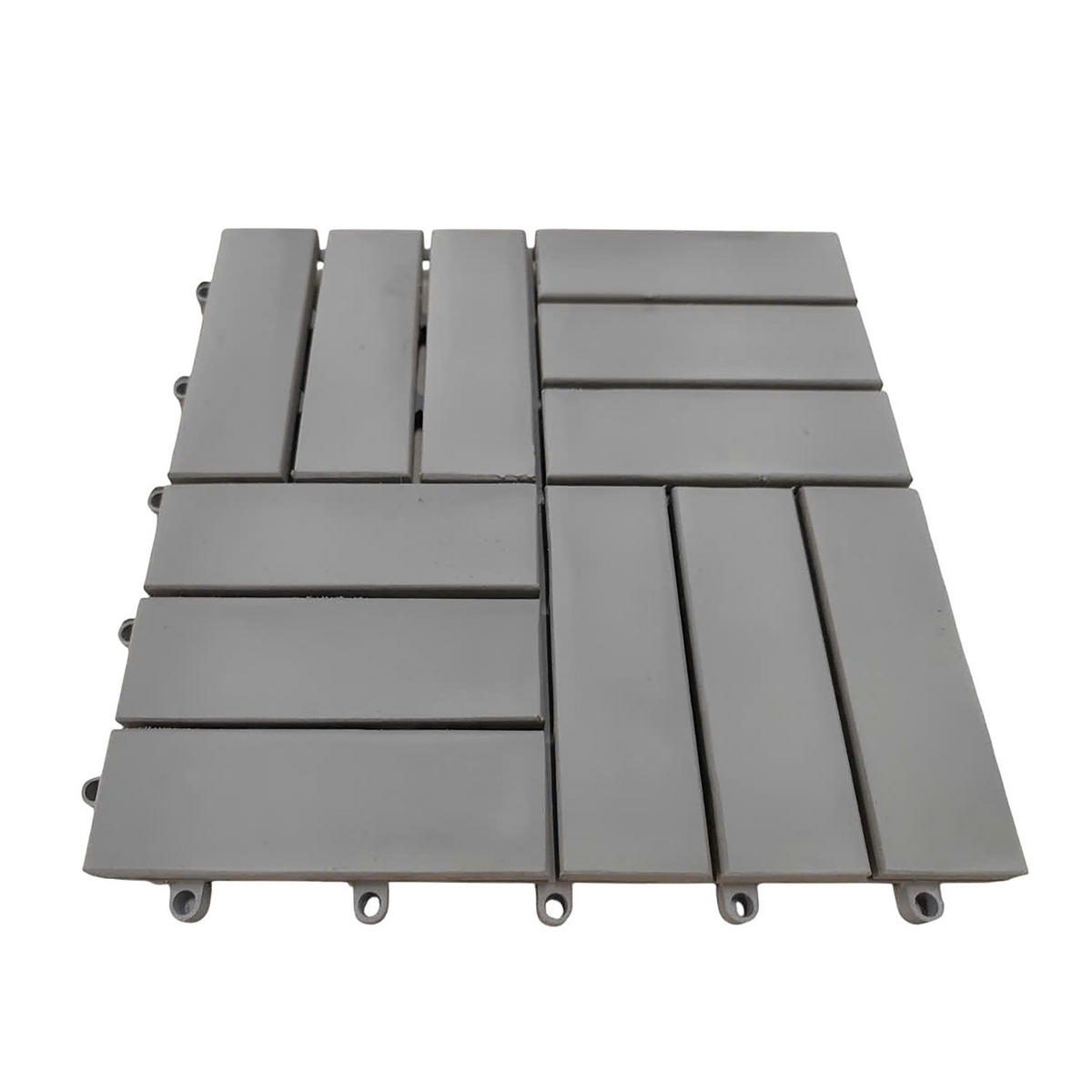 TERRASSENFLIESE - 33er-Set - 30x30 cm - Akazie massiv / Polypropylene - Grau, Holz/Kunststoff (30/30/2.4cm) - home24