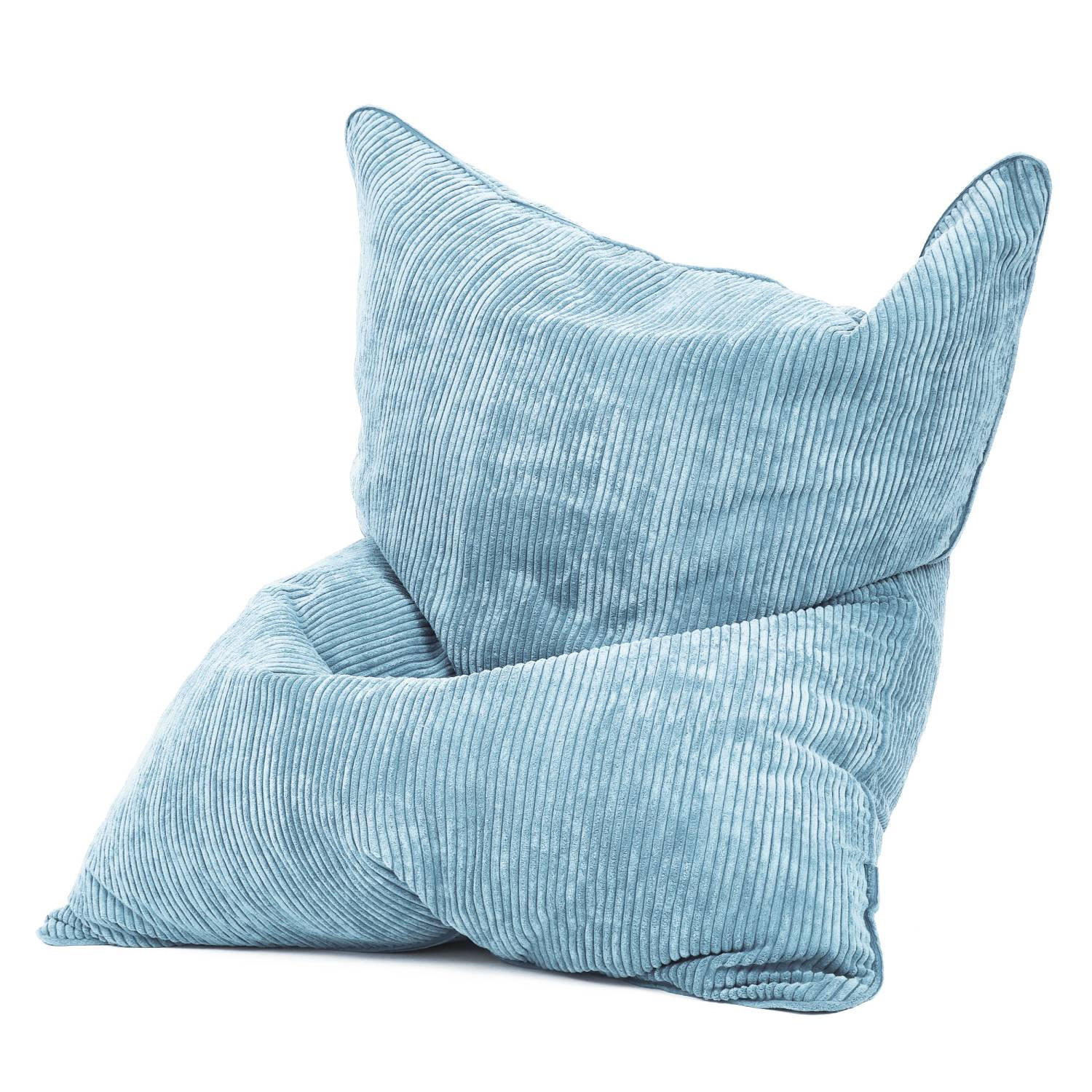 SITZSACK XXL "Square" aus Cord – 370 L - Hellblau, Textil (140/25/180cm) - Green Bean