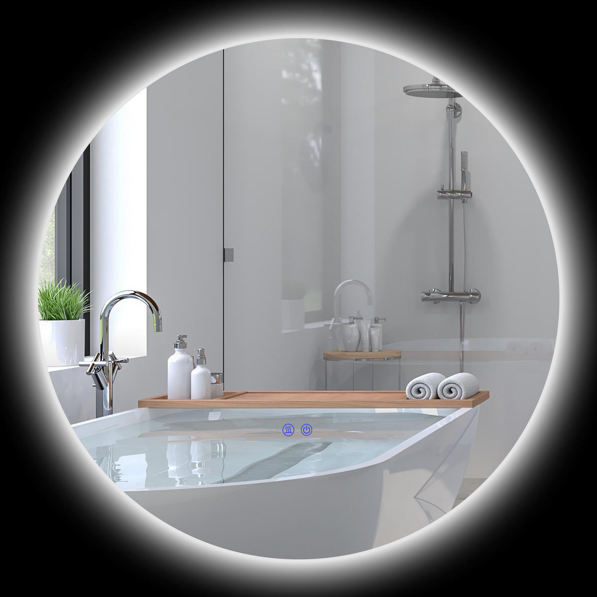 BADEZIMMERSPIEGEL DE-15142 mit Touchsensor und Antibeschlag Silber - Silberfarben, Glas (80/3.5/80cm) - ComfortXL