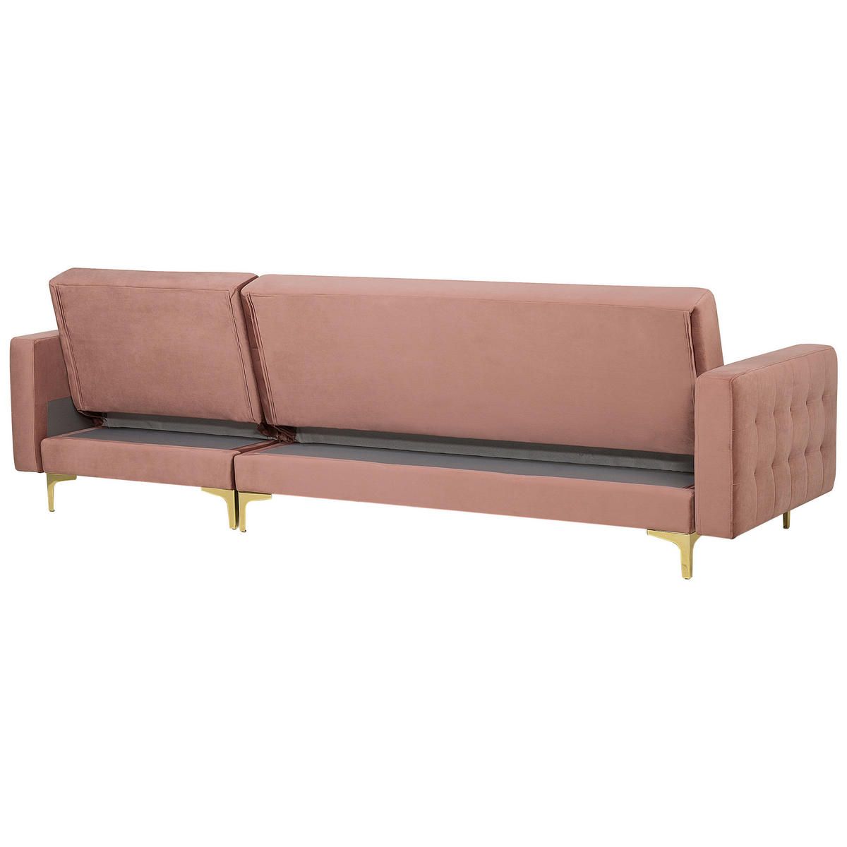 SCHLAFSOFA rechtsseitig mit Ottomane Samtstoff Rosa Aberdeen - Pink, Textil (267/168cm) - Beliani
