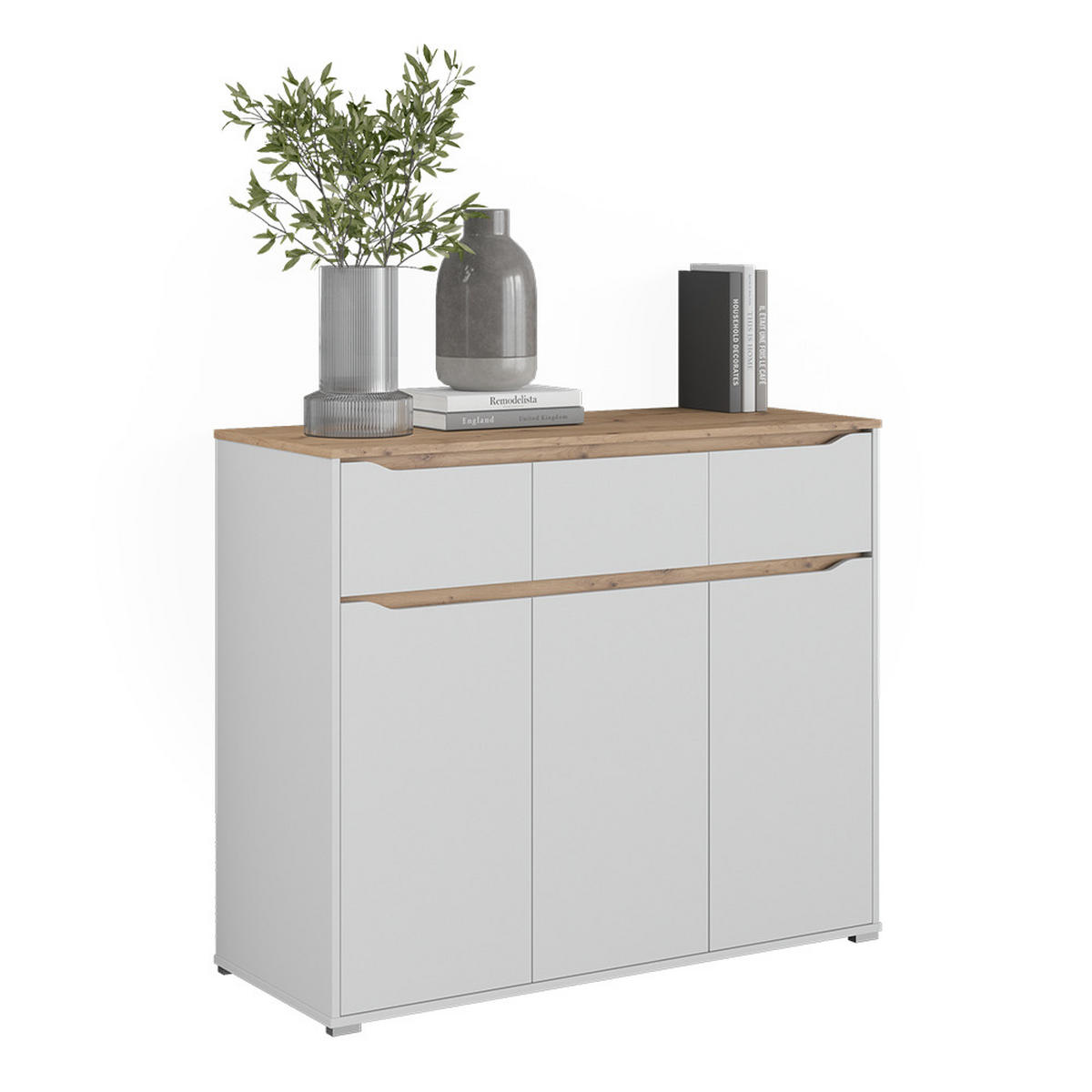 KOMMODE Ruben, Weiß/Artisan-Eiche, 119.8 x 101.9 cm - Weiß/Eiche Artisan, Holzwerkstoff (119.8/480/48cm) - Vicco