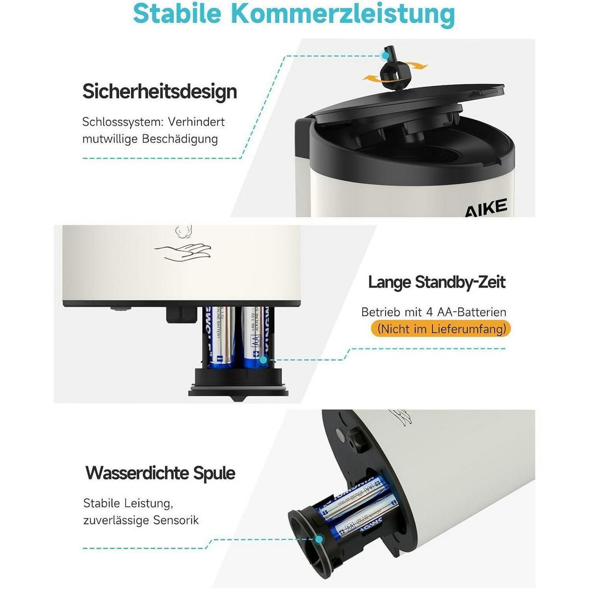 SCHAUMSEIFENSPENDER AIKE FoamCore Wandmontage 750ML Edelstahl Matt Weiß - Weiß, Metall (10.9/10.8/22.1cm)