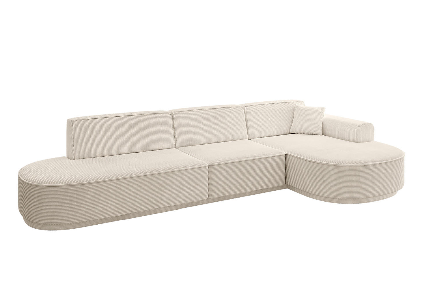 ECKSOFA Ottomane Rechts MARI-L2 - 317x163x81 cm Beige Cord - Beige/Schwarz, Holzwerkstoff/Kunststoff (317/163cm) - ALTDECOR