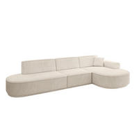 ECKSOFA Ottomane Rechts MARI-L2 - 317x163x81 cm Beige Cord - Beige/Schwarz, Holzwerkstoff/Kunststoff (317/163cm) - ALTDECOR