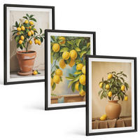 BILDER SET 3er Set - 40x60 cm Schwarzer Rahmen - Zitronenbäumchen im Topf und in der Vase - Schwarz, Kunststoff (40/60cm) - TULUP