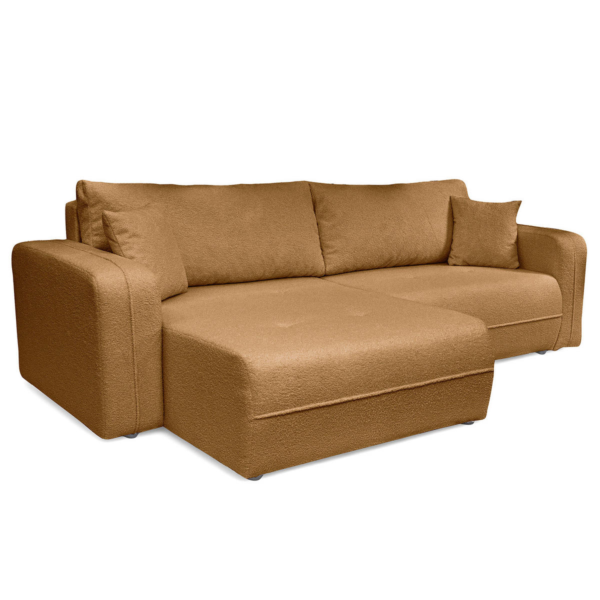 ECKSOFA mit Schlaffunktion - 244 cm - Beige/Schwarz, Kunststoff/Textil (244/145cm) - home24