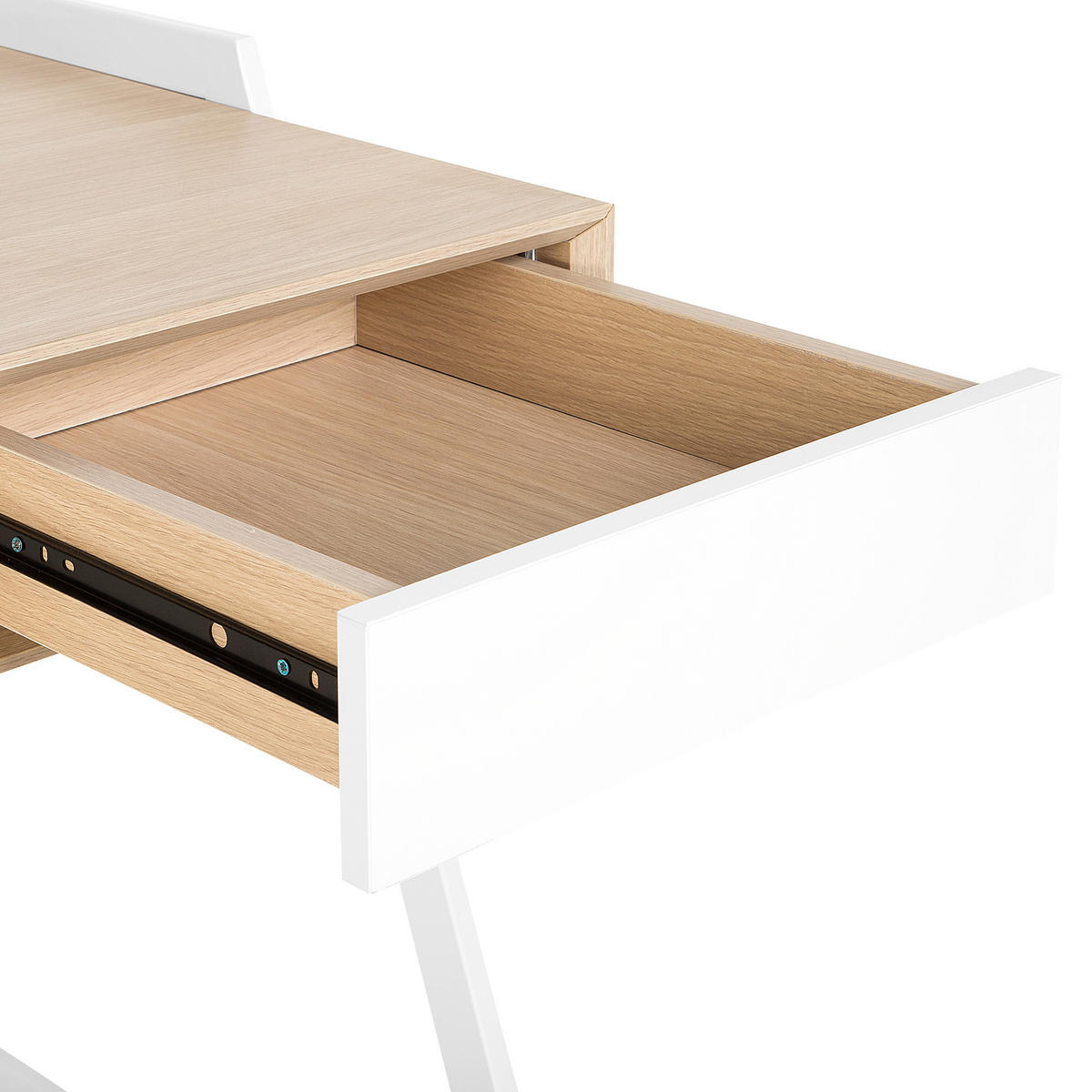 SCHREIBTISCH weiß/heller Holzfarbton 120/60/82 cm Quito - Weiß, Holzwerkstoff (60/120/82cm) - Beliani