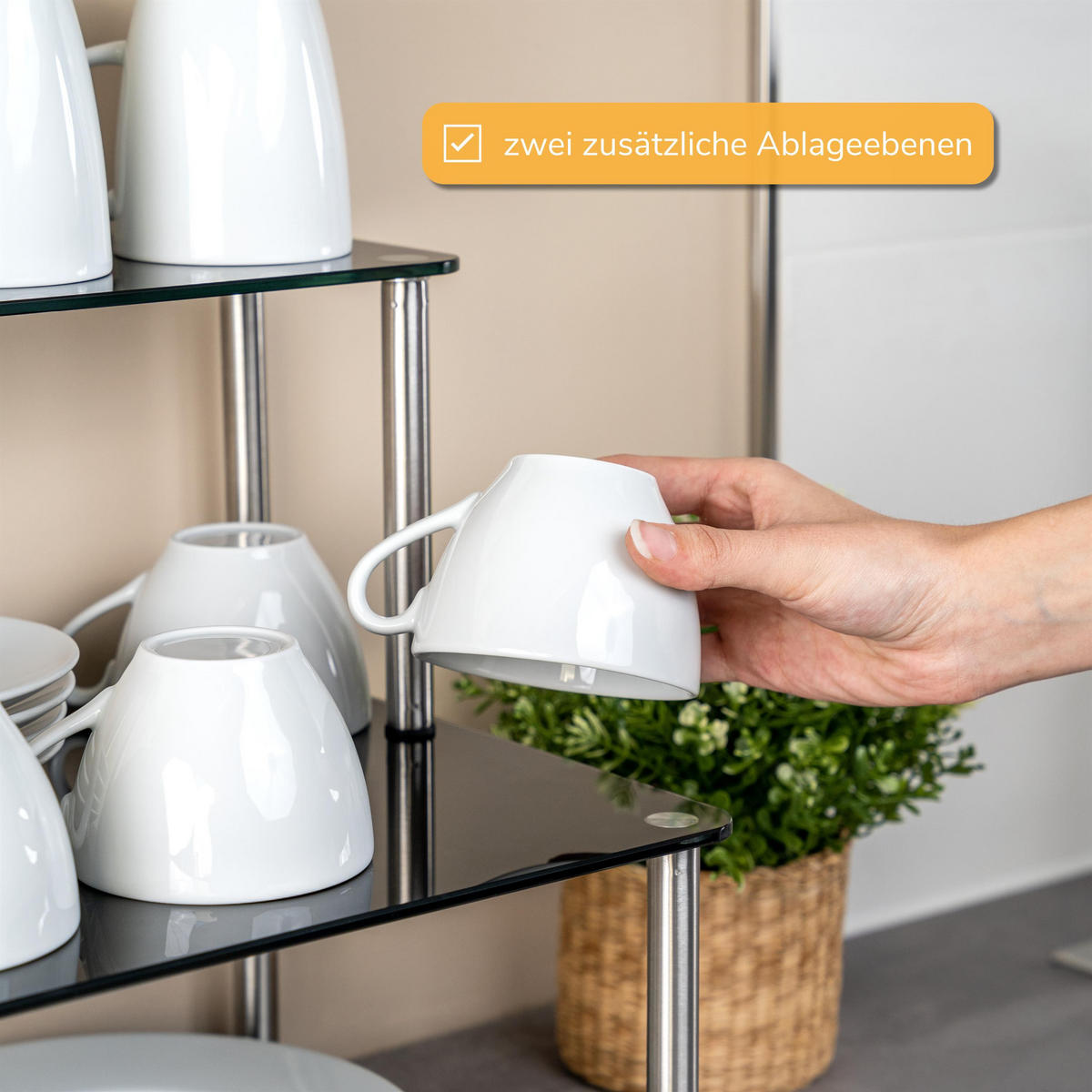 GLAS-KÜCHENREGAL schwarz - Schwarz, Glas (32/33/14cm) - bremermann