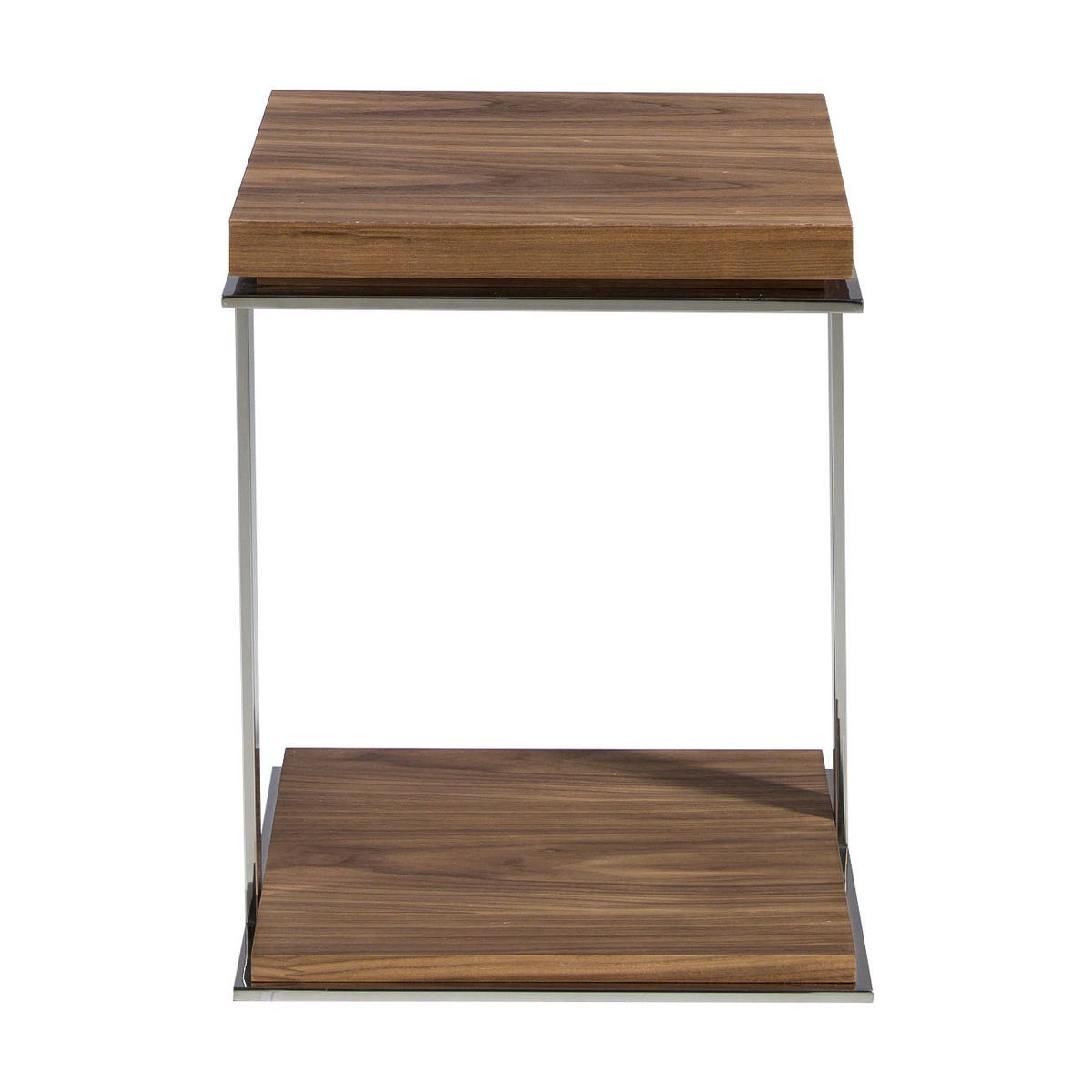 ECKTISCH Quadratisch Walnuss , Stahl 45/45/55 cm - Edelstahlfarben/Nussbaumfarben, Holz/Metall (45/45/55cm) - ANGEL CERDA