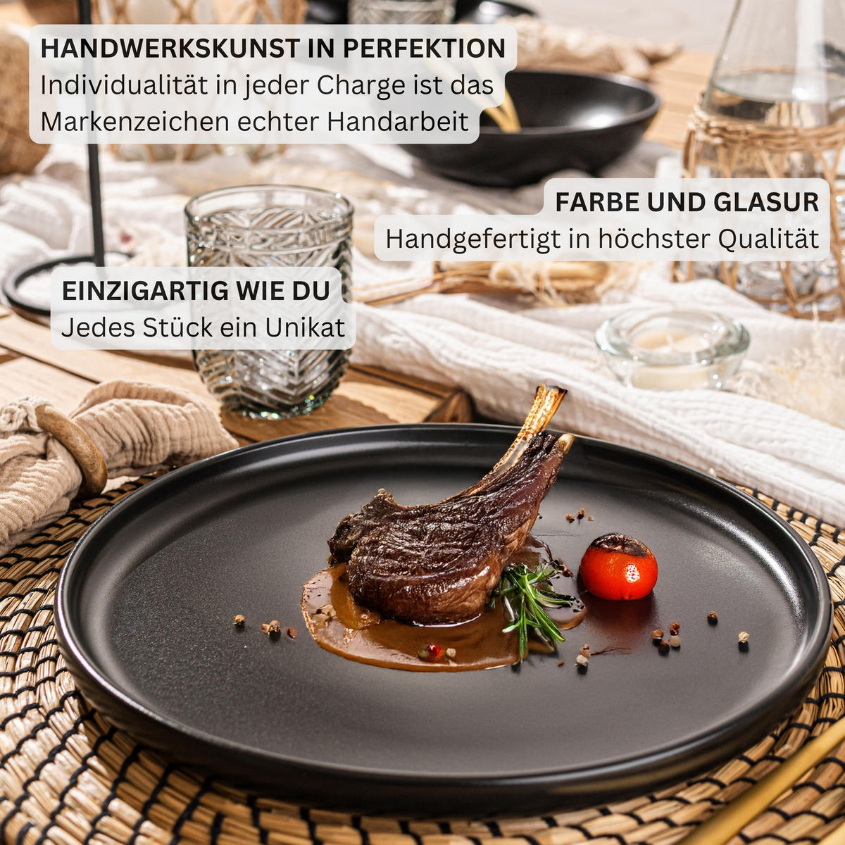 TAFELSERVICE MADEIRA- 18 teilig aus Steingut - Schwarz, Keramik (27/6/27cm) - Sänger