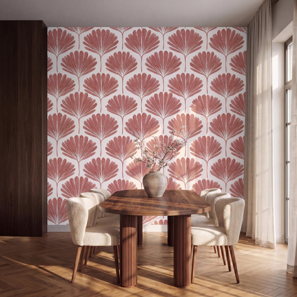 TAPETE - Fächer - Motiv - Terra - 260x240 cm - Rotbraun, Papier (260/240cm) - OnlyWow