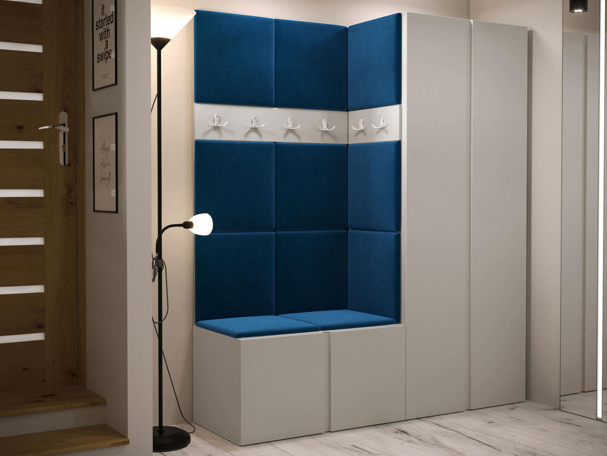 GARDEROBEN-SET Orion III - Kaschmir/Blau, Holzwerkstoff/Kunststoff (158/186/46cm) - MIRJAN24