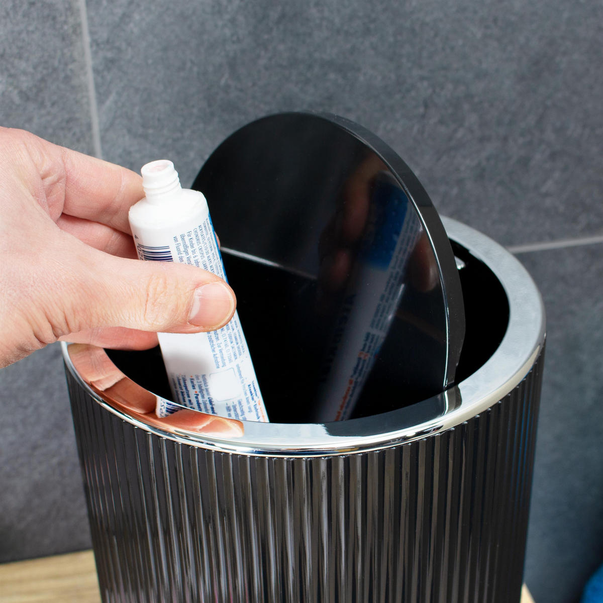 KOSMETIKEIMER 2er-Set, GAVELLO schwarz, Kunststoff - Schwarz, Kunststoff (12.5/16.3/12.5cm) - bremermann