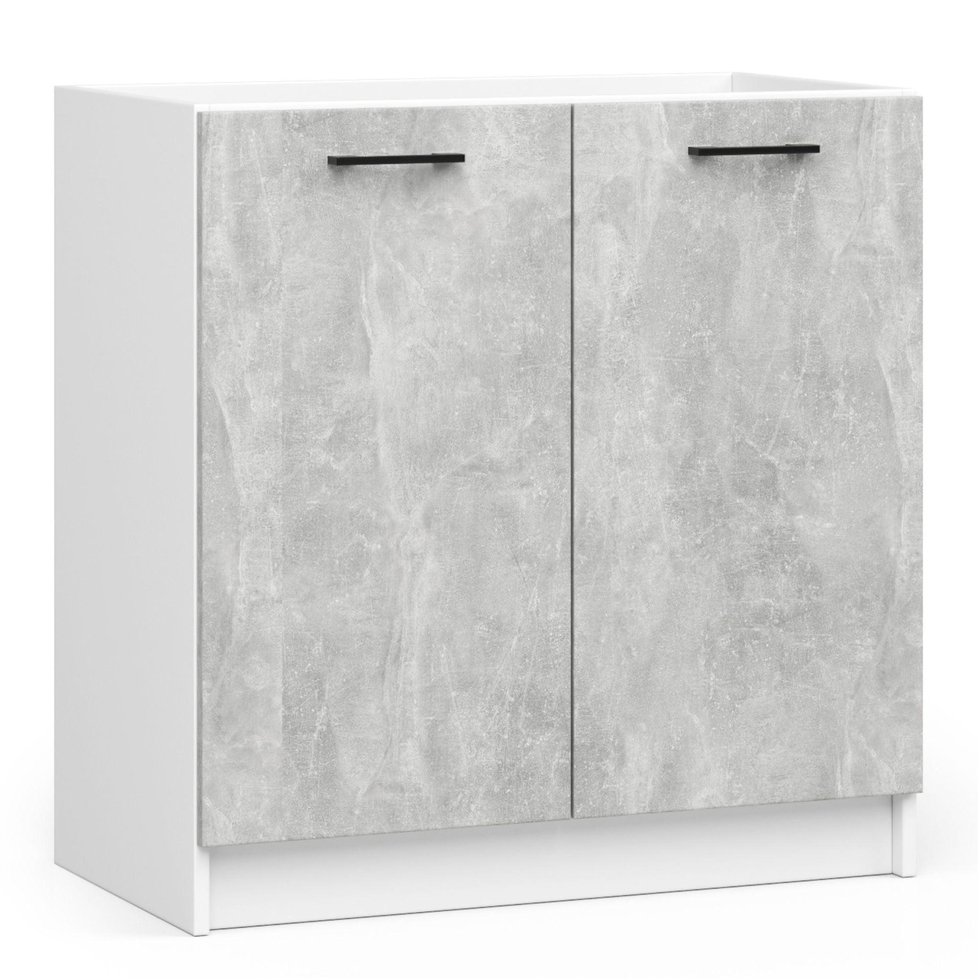 UNTERSCHRANK Weiß, Beton 82/80/46 - Weiß, Holzwerkstoff (80/82/46cm) - RAUMHIRSCH FURNITURE