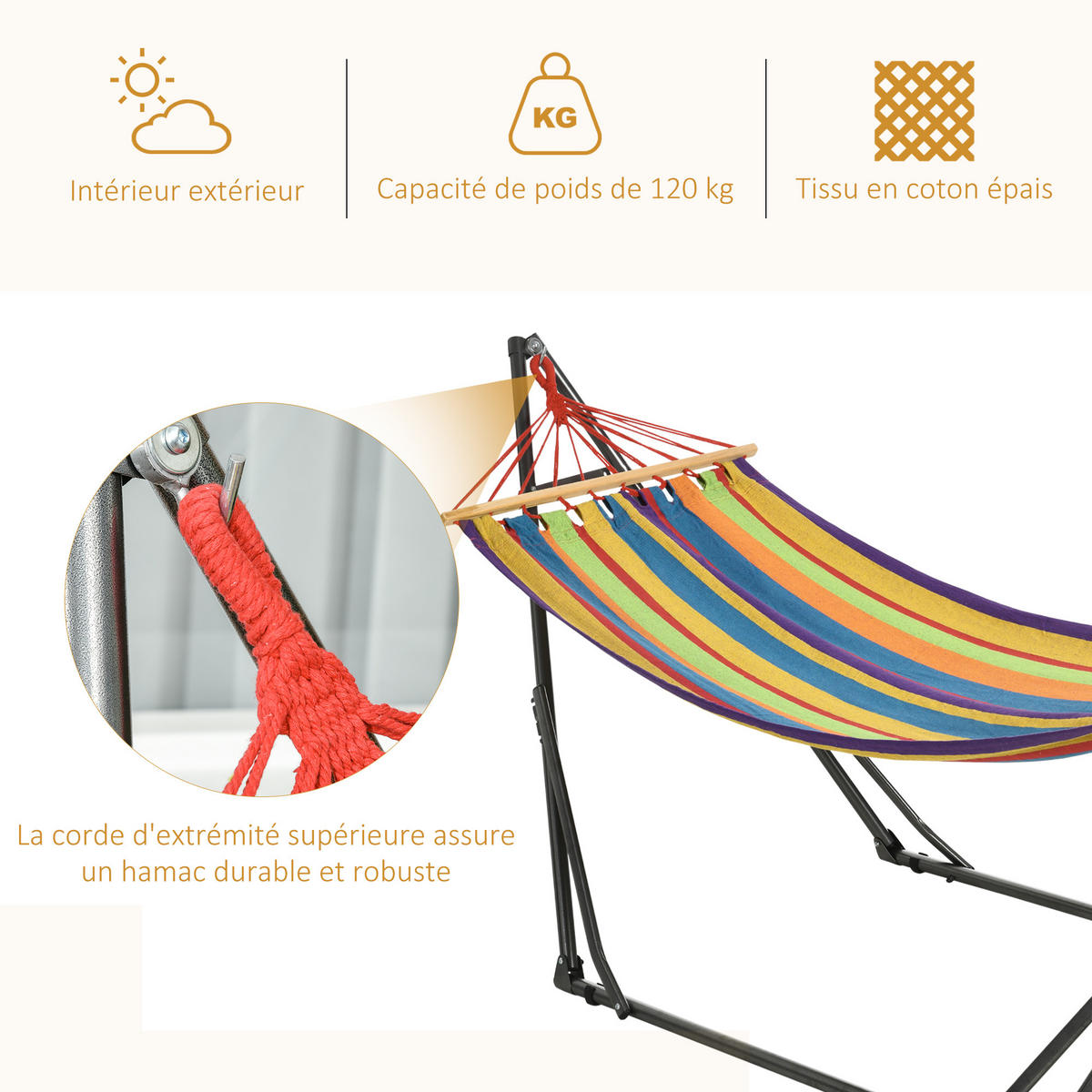 HÄNGEMATTE DE-13578 2-in-1 mit Wäscheständerfunktion Mehrfarbig - Multicolor, Metall (100/94/270cm) - ComfortXL