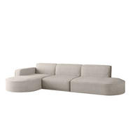ECKSOFA Designer, Sofa L form MODENA 302 cm stoff Poso Beige Links - Beige, Holz (302/296cm) - Kaiser Möbel
