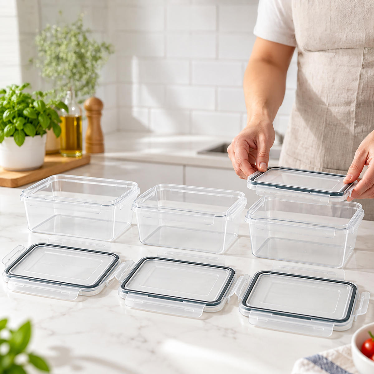 RECIPIENTE Transparent Set-10 plastic - transparent, material plastic - Relaxdays