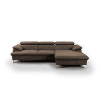ECKSOFA mit Schlaffunktion und Bettkasten, Echtleder - Chromfarben/Braun, Leder/Holz (167/254cm) - Cotta