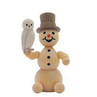 HOLZFIGUR Schneemann mit Schnee-Eule 9 cm - Multicolor, Holz (5/1/0.1cm)