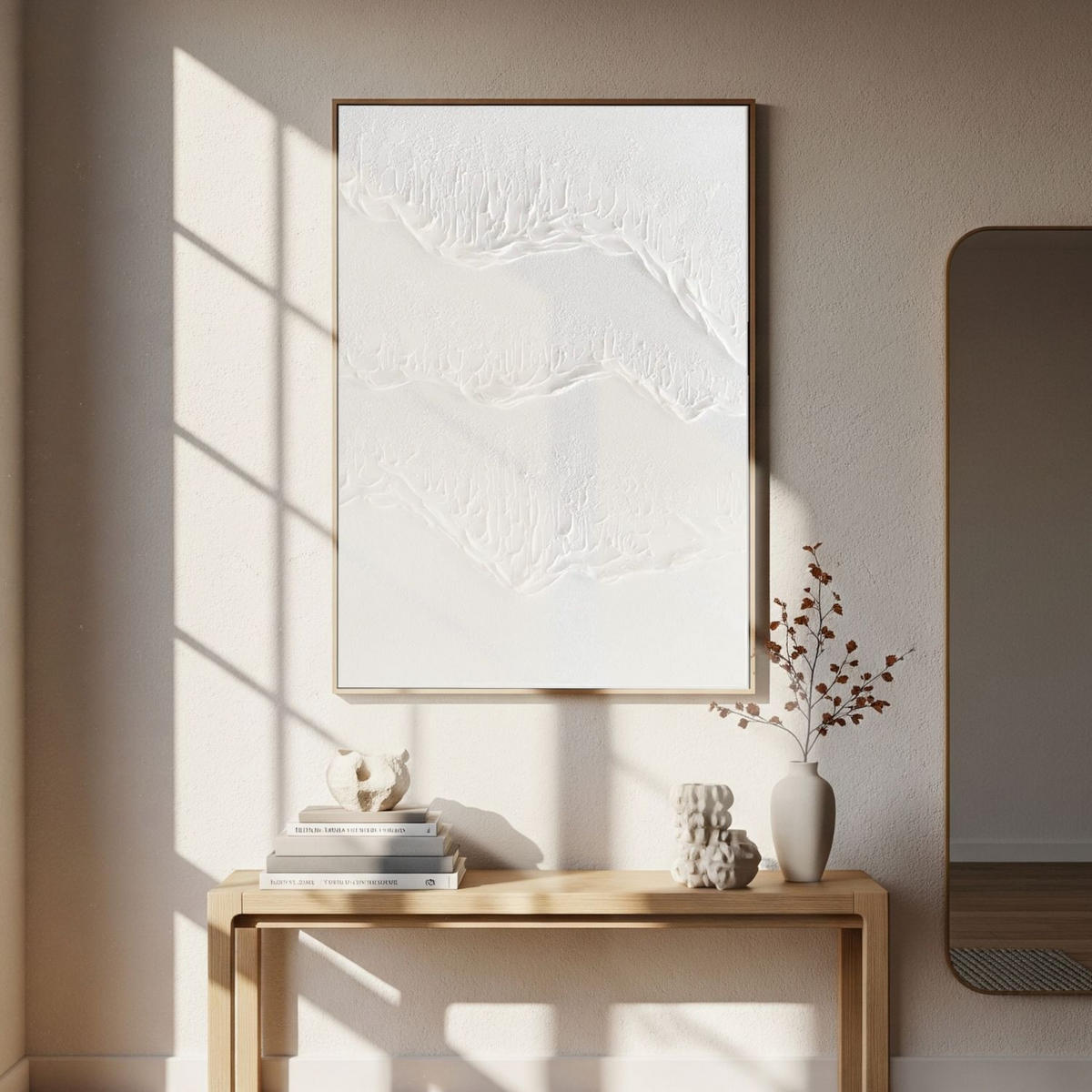 ACRYLBILD HANDGEMALT 60/90 cm - Weiß, Holz/Textil (60/90cm) - KUNSTLOFT