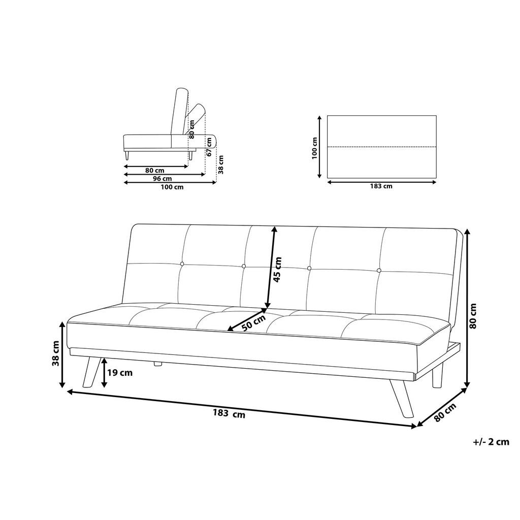 Thumbnail - Beliani 3-Sitzer-Schlafsofa, Schwarz, Textil, 183x80x80 cm, Wohnzimmer, Sofas & Couches, Schlafsofas