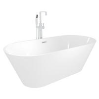 FREISTEHENDE Badewanne Wanne F01 170x80cm mit Armatur AF02 - Weiß, Glas/Kunststoff (80/58/170cm) - AcquaVapore by Sandra Jentho