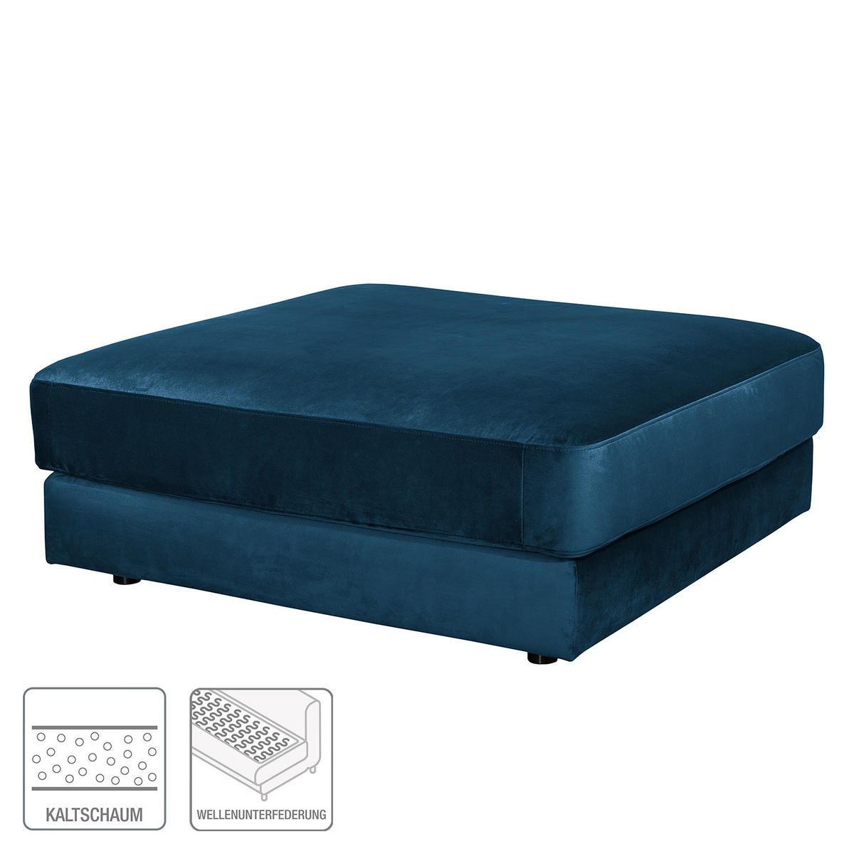 POLSTERHOCKER - Samt - Schwarz/Dunkelblau, Textil/Metall (112/42/112cm) - home24