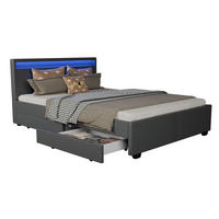 POLSTERBETT Lyon mit Matratze dunkelgrau 140x200cm - Grau, Textil (140/200cm) - Juskys