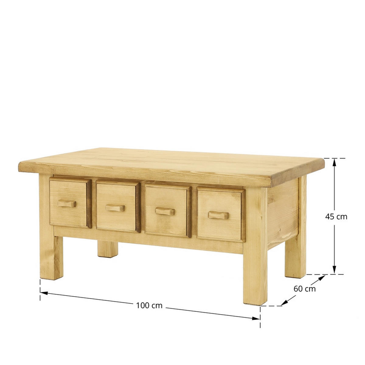 COUCHTISCH aus Massivholz MEXICANA - Honig, Holz (45/60/100cm) - Seart