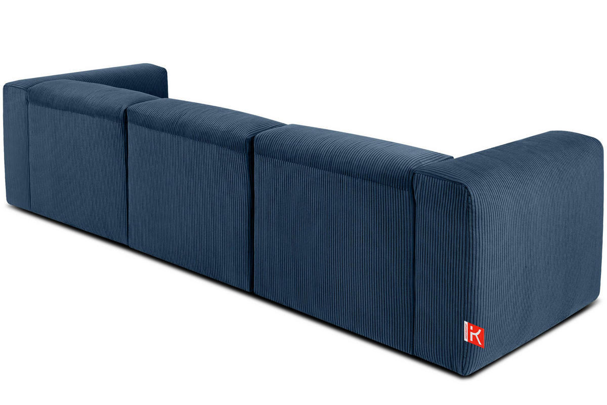 3-SITZER-MODULSOFA BUFFO mit extrem weicher und bequemer Sitzfläche, Kordstoff, marineblau - Blau/Grün, Textil (290/73/96cm) - KONSIMO®