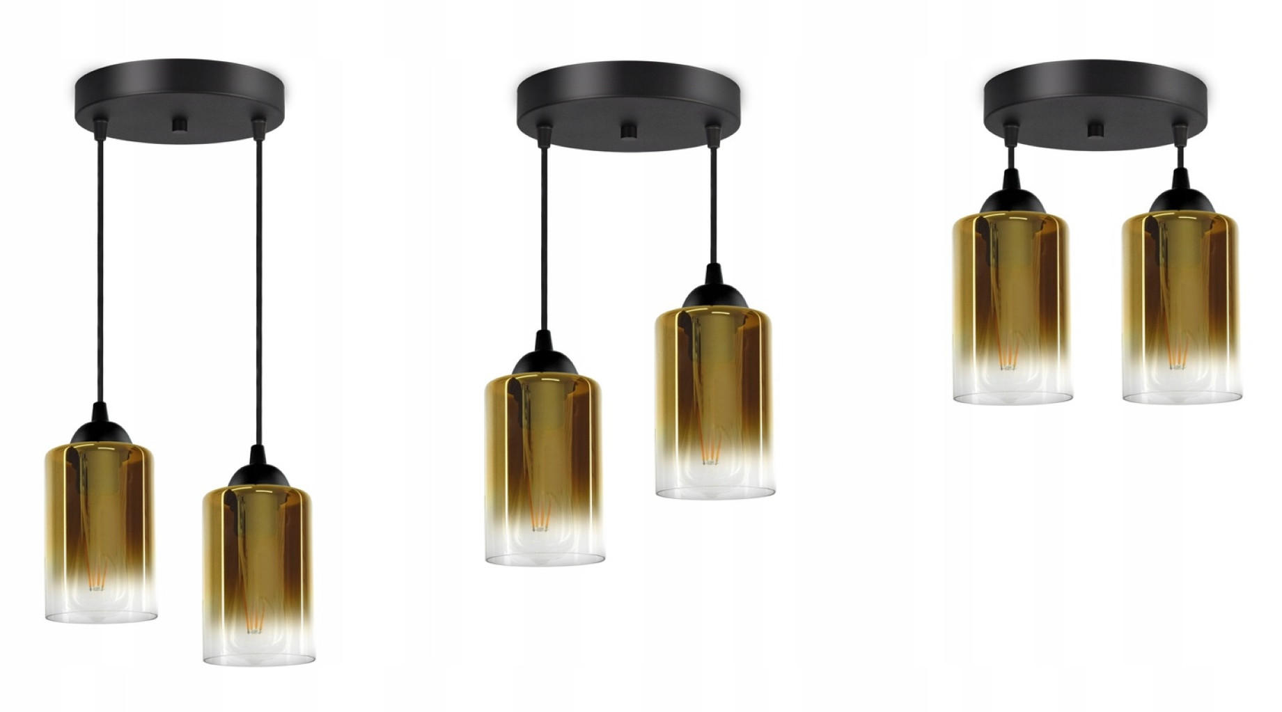 PENDELLEUCHTE GRAF - Transparent/Goldfarben, Glas/Metall (30/30/80cm) - kiki design